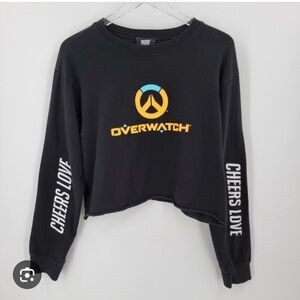 Blizzard .Forever 21.  Black and Yellow Overwatch Crop Hoodie